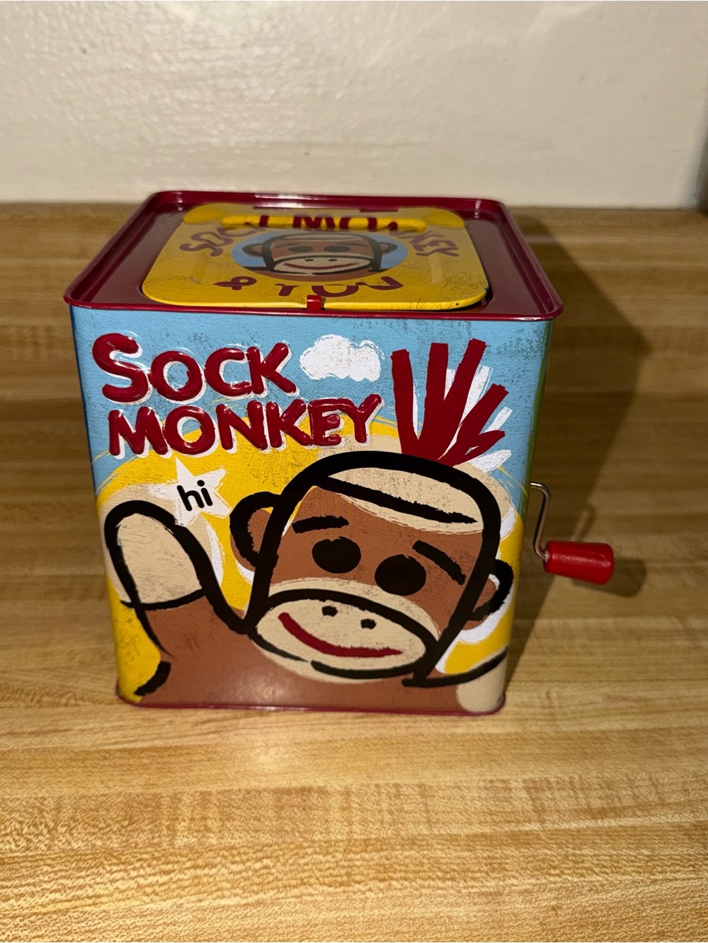 2008 Sock Monkey Hand-Crank jack in the box Schylling metal musical